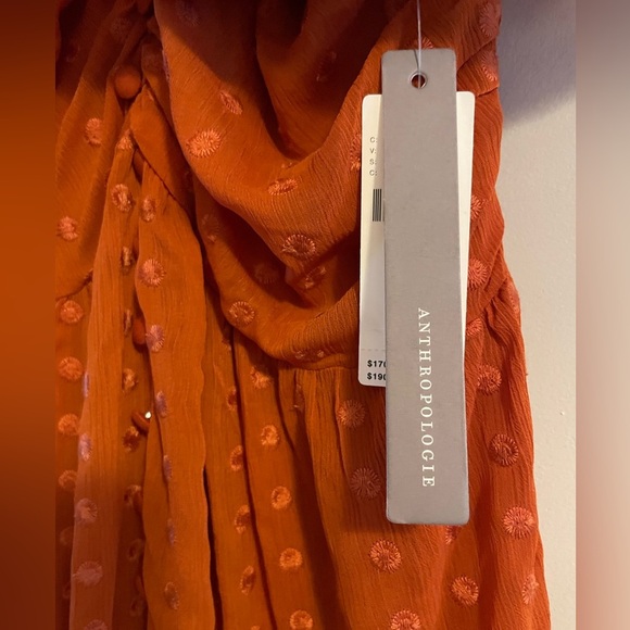 NWT Anthropologie Ruched Tiered Dress Terra Cotta Size XS - Picture 9 of 15
